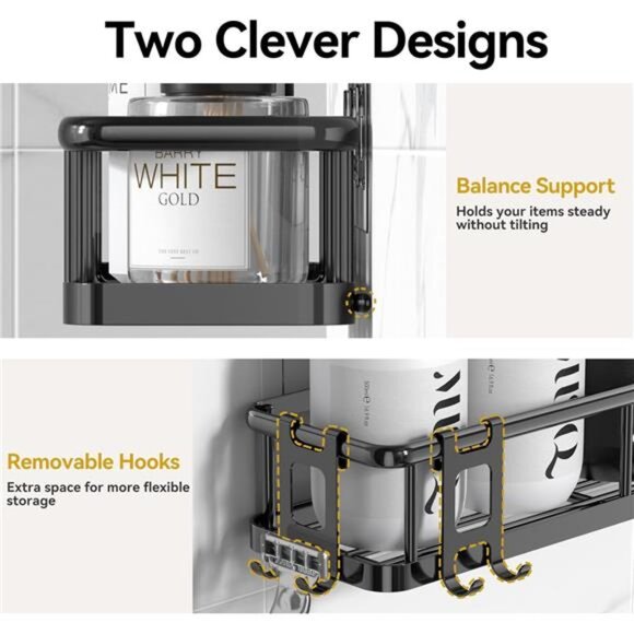 Rustproof Shower Caddy 6 Pack Bathroom Organizer Shelves No Drill Storage Rack - Picture 6 of 7